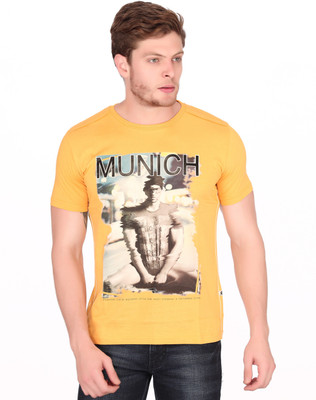 

Fritzberg Printed Men's Round Neck Yellow T-Shirt