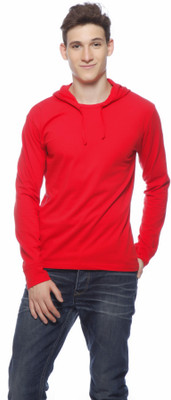 

Gritstones Solid Men's V-neck Red T-Shirt
