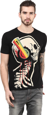 

PUNK Printed Men's Round Neck Black T-Shirt