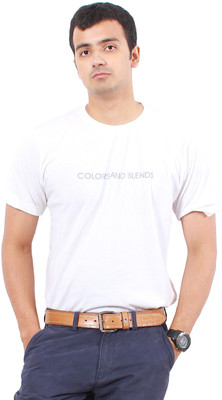 

Colors & Blends Printed Men's Round Neck White T-Shirt