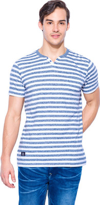

Mufti Striped Men's Henley White, Blue T-Shirt