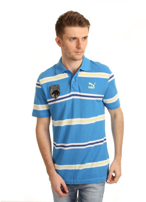 

Puma Striped Men' Polo Neck Blue T-Shirt, French blue