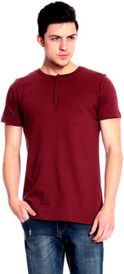 

Lemon & Vodka Solid Men' Henley Maroon T-Shirt