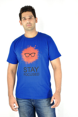

Komnil Graphic Print Men's Round Neck Dark Blue T-Shirt