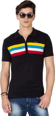 

Mufti Printed Men's Polo Neck Black T-Shirt