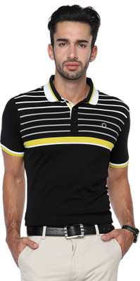 

Proline Striped Men's Polo Neck Black T-Shirt