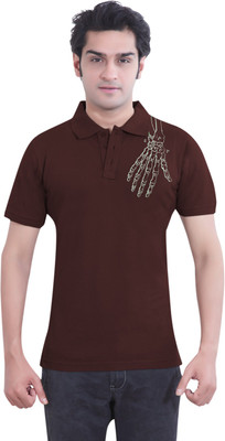 

Tantra Graphic Print Men's Polo Neck Brown T-Shirt, Choco