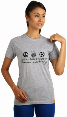 

Campus Sutra Printed Women's Round Neck Grey T-Shirt
