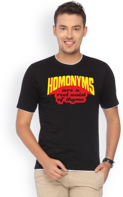 

Campus Sutra Printed Men Round Neck Black T-Shirt