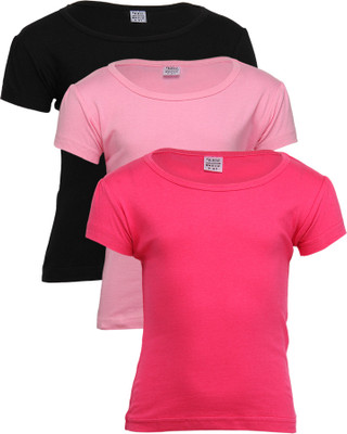 

Gkidz Girls Solid T Shirt(Multicolor, Black