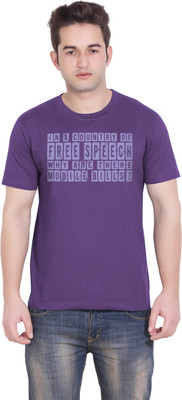 

Tantra Graphic Print Men's Round Neck Purple T-Shirt, Dark violet