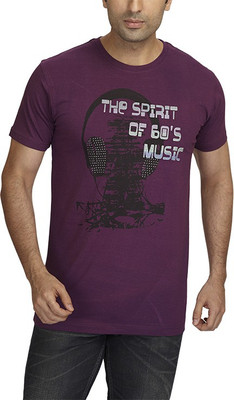 

Parx Printed Men's Round Neck Purple T-Shirt