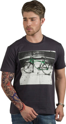 

HotTribes Printed Men's Round Neck Grey T-Shirt, Charcoal