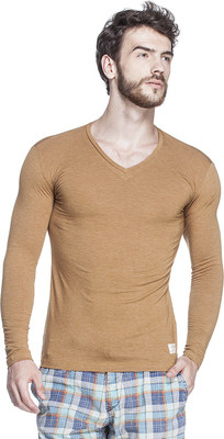 

Tinted Solid Men's V-neck Orange T-Shirt, Rust