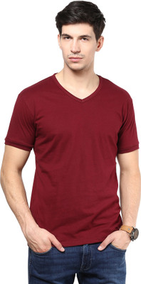 

Izinc Solid Men' V-neck Maroon T-Shirt