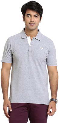 

Seven Solid Men's Polo Neck Grey T-Shirt