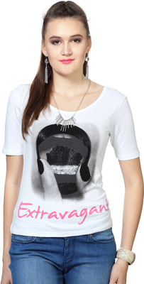 

Candies by Pantaloons Printed Women's Round Neck White T-Shirt