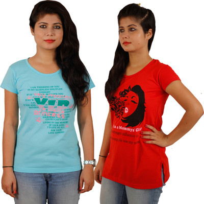 

Tryd Printed Women's Round Neck Multicolor T-Shirt(Pack of 2