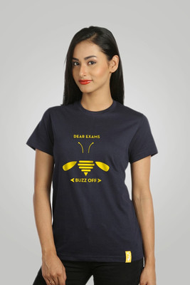 

Campus Sutra Printed Women's Round Neck Dark Blue T-Shirt