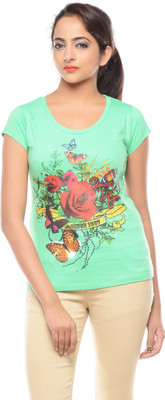 

Trendy Girlz Printed Women's Round Neck Green T-Shirt, Irish green