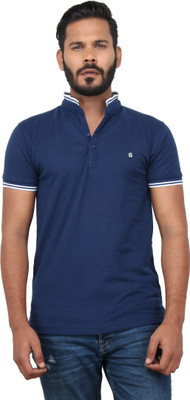 

Got It Solid Men's Flap Collar Neck Dark Blue T-Shirt