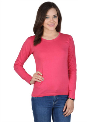 

SayItLoud Solid Women's Round Neck Pink T-Shirt