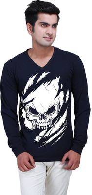 

Inkovy Graphic Print Men's V-neck Blue T-Shirt, Navy