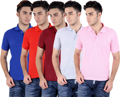 

Sanvi Traders Solid Men Polo Neck Multicolor T-Shirt(Pack of 5