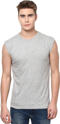 

Izinc Solid Men' Round Neck Grey T-Shirt
