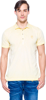 

Mufti Solid Men's Polo Neck Yellow T-Shirt