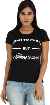 

Mighty Mojo Printed Women's Round Neck Black T-Shirt
