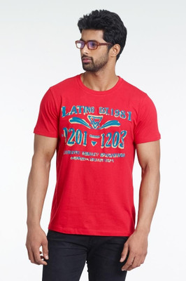 

Masculino Latino Printed Men' Round Neck Red T-Shirt