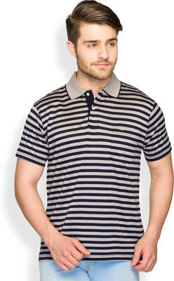 

ColorPlus Striped Men's Polo Neck Grey T-Shirt