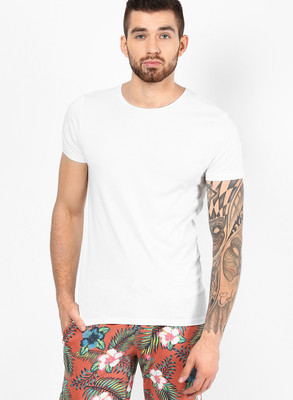 

Jack & Jones Solid Men's Round Neck White T-Shirt, Cloud dancer