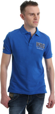 

Wrangler Solid Men's Round Neck Blue T-Shirt, Victoria blue