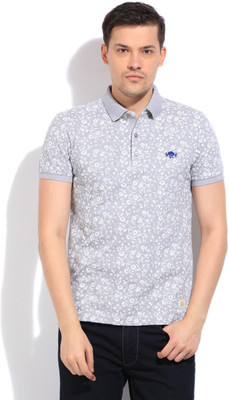 

United Colors of Benetton. Printed Men's Polo Neck White, Grey T-Shirt, 501