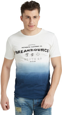 

Breakbounce Printed Men's Round Neck Blue T-Shirt, Quest blue