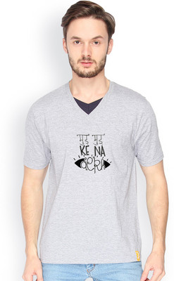 

Campus Sutra Solid Men V-neck Grey T-Shirt