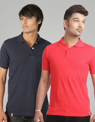 

Campus Sutra Solid Men Polo Neck Red, Blue T-Shirt(Pack of 2)