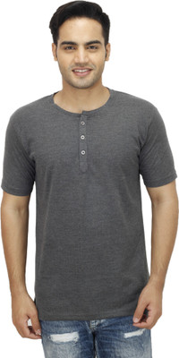 

Sanvi Traders Solid Men Henley Grey T-Shirt
