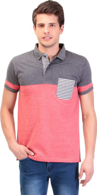 

TAG-7 Solid Men Polo Neck Pink T-Shirt