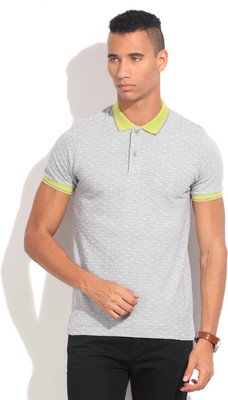 

United Colors of Benetton. Self Design Men' Polo Neck Grey T-Shirt, 901