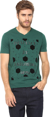 

Fritzberg Printed Men's V-neck Dark Blue T-Shirt, Pine
