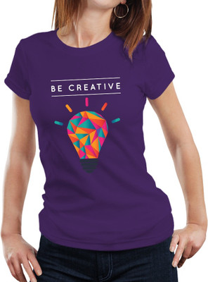 

Fanideaz Printed Women's Round Neck Purple T-Shirt