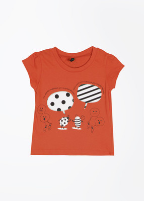

United Colors of Benetton Girls Solid Cotton T Shirt(Red, Pack of 1, 1as