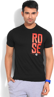 

ADIDAS Printed Men' Round Neck Black T-Shirt, Black/scarle