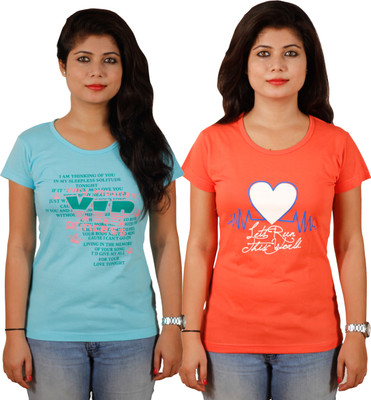 

Tryd Printed Women's Round Neck Multicolor T-Shirt(Pack of 2)
