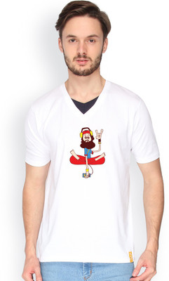

Campus Sutra Solid Men V-neck White T-Shirt