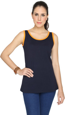 

SayItLoud Solid Women' Round Neck Dark Blue T-Shirt