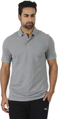 

Puma Solid Men's Polo Neck Grey T-Shirt, Medium gray